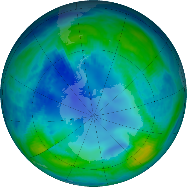 Antarctic ozone map for 05 May 1986